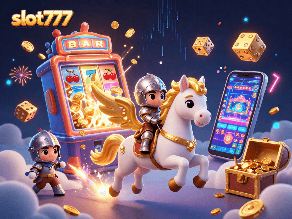 Experience thrilling wins with slot777 in an enchanting casino scene full of vibrant graphics.