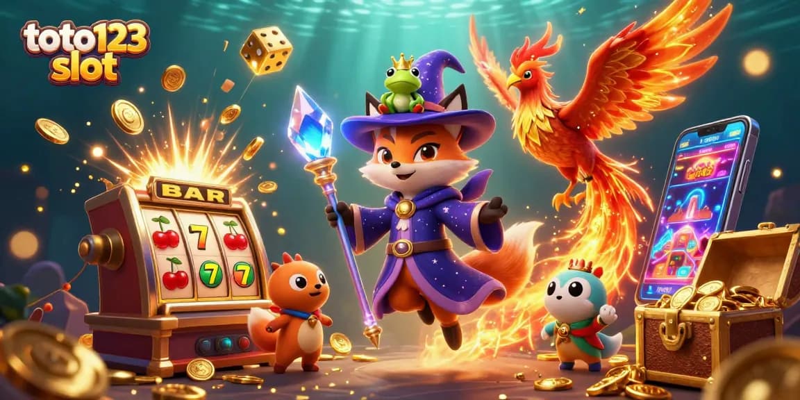 Play and win big with toto123 slot in this vibrant casino scene filled with excitement.