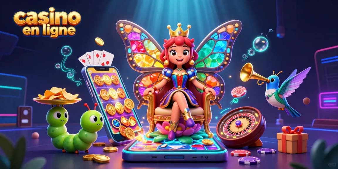 Jouez à des jeux de casino en ligne passionnants avec la reine des papillons et ses serviteurs dans un décor féerique.