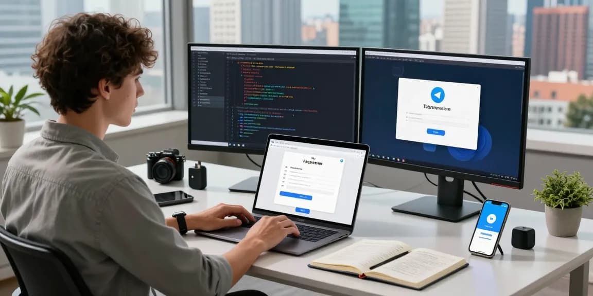 Learn about telegram china register with a modern tech workspace showcasing Telegram's registration process.