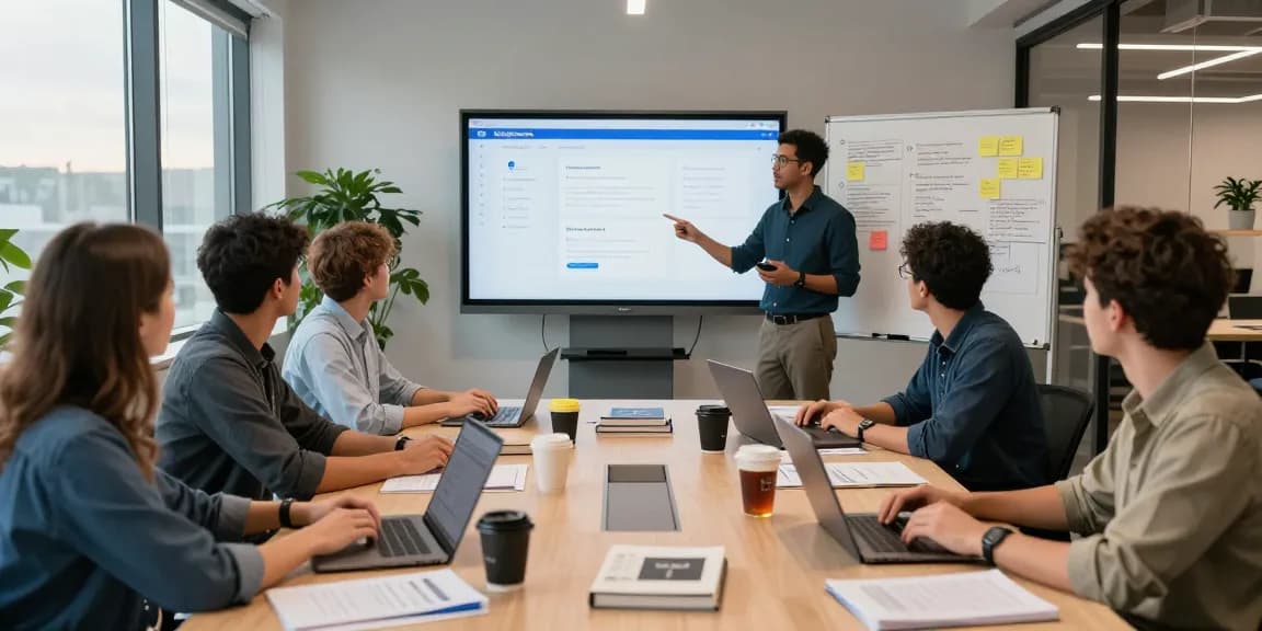 Developers collaborating on telegraimin.com features in a modern workspace, showcasing teamwork and innovation.