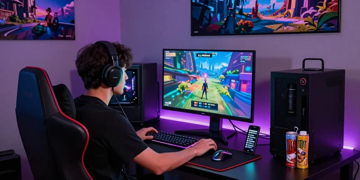 A passionate gamer enjoying an immersive pakde4d gaming experience in a modern setup with vibrant graphics and ambient lighting.