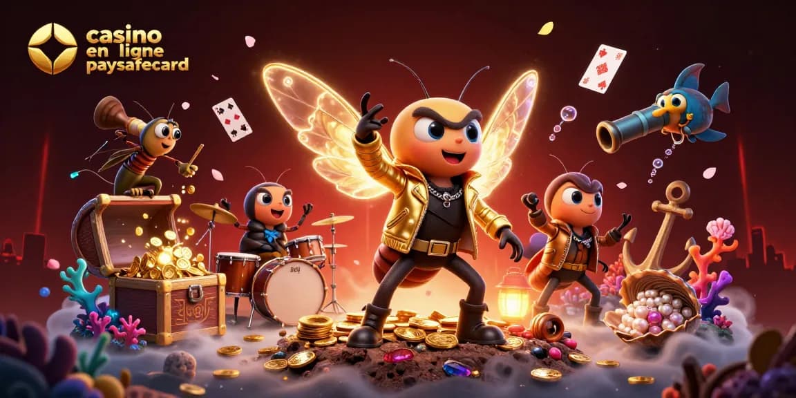 Jouez dans un casino en ligne paysafecard aux jeux immersifs avec personnages colorés et trésors sous-marins.