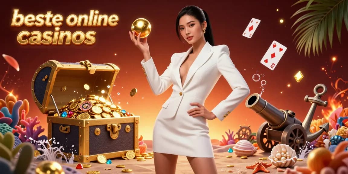 Experience thrills at beste online casinos with an elegant Asian dealer in a luxurious gaming scene.