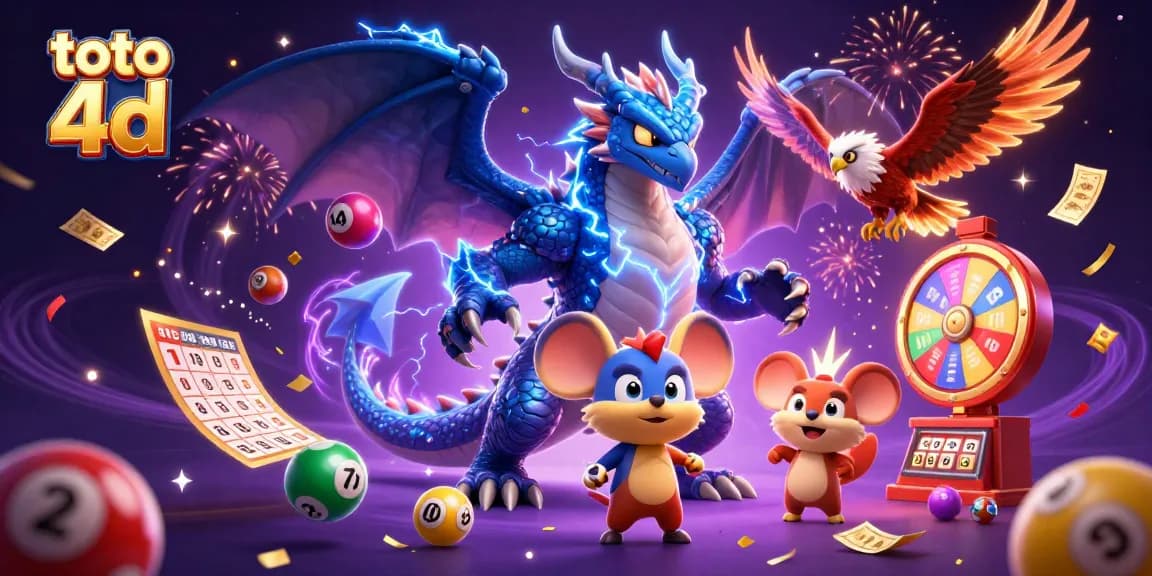 Engage in thrilling toto 4d lottery gameplay with vibrant visuals and dynamic characters.