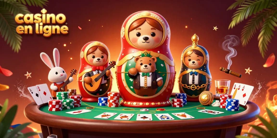 Jouez au casino en ligne avec ces ours Matryoshka féeriques et leurs tenues de croupiers.