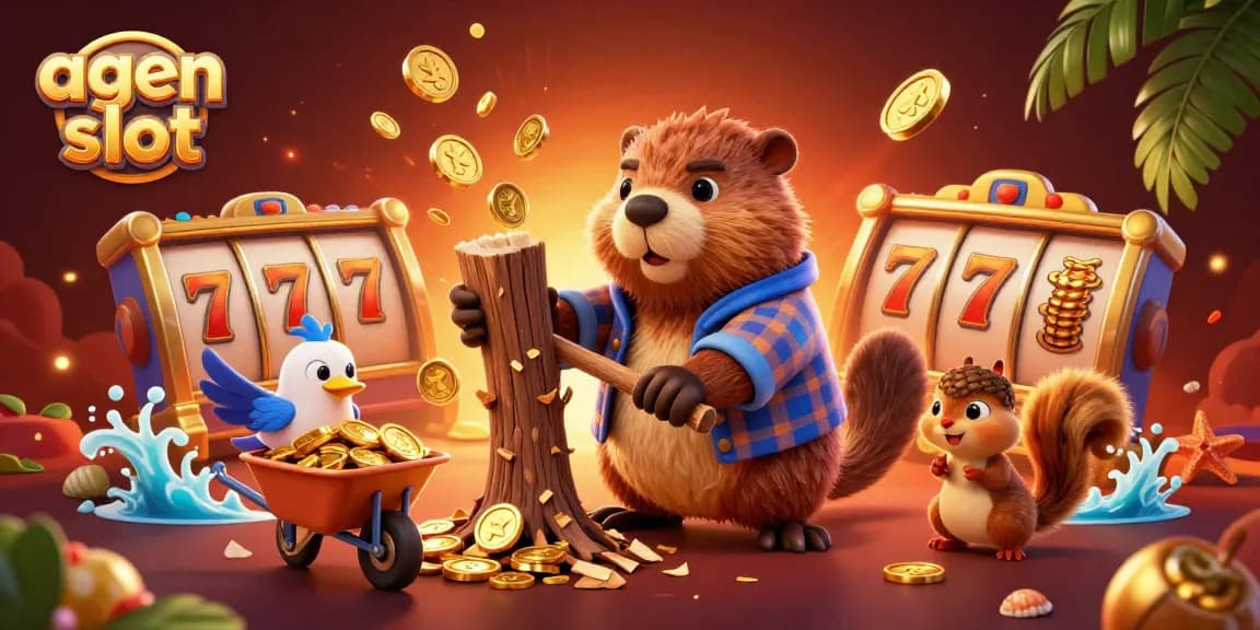 Spin the reels in this engaging agen slot scene filled with gold coins and vibrant characters.