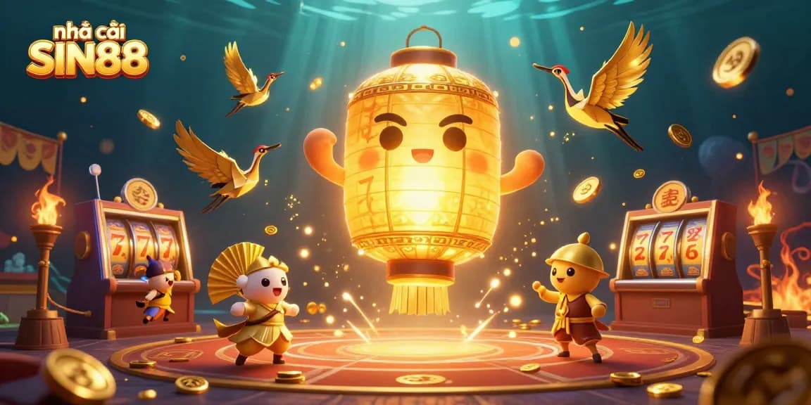Experience the excitement of nhà cái SIN88 with dynamic gaming elements in a mesmerizing casino scene.