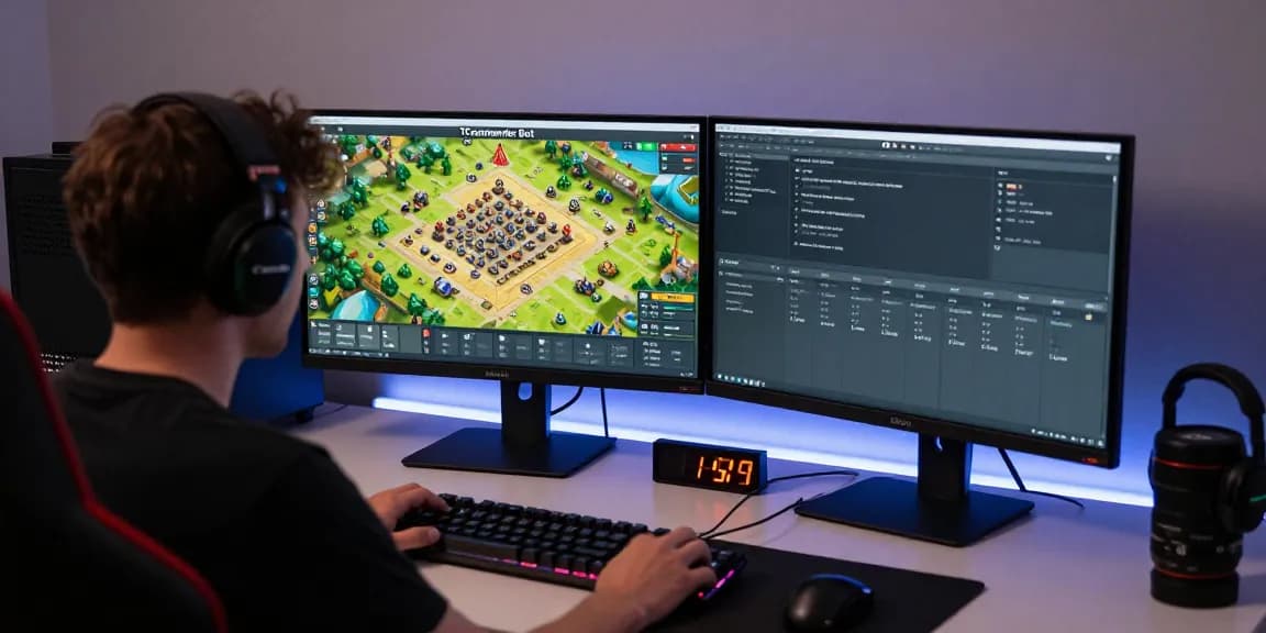 Travian bot automating gameplay with advanced features in a gaming setup