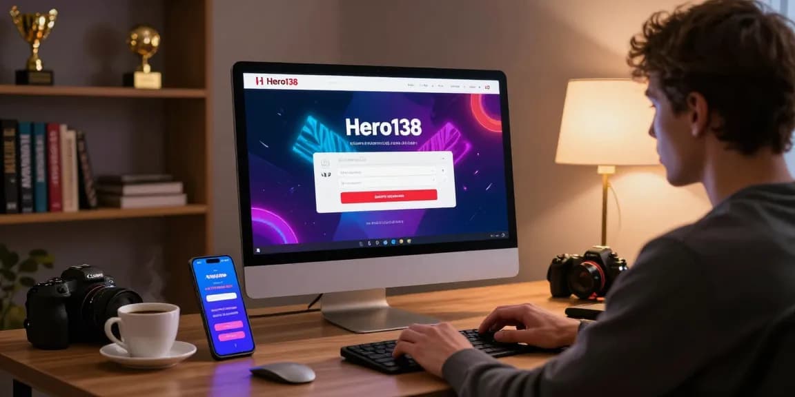 hero138 login scene showcasing user logging into a vibrant gambling platform with gaming graphics and inviting atmosphere.