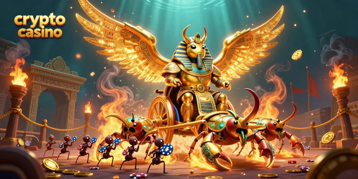 Jouez au crypto casino avec une scène immersive de personnages et d'éléments de jeu.