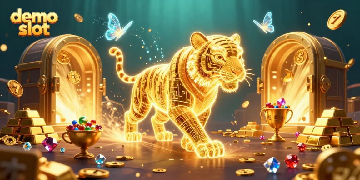 Experience the thrill of demo slot games with vibrant characters in a dynamic casino landscape.