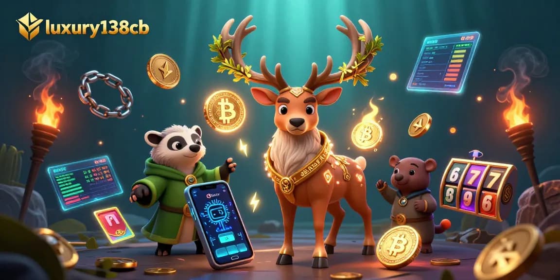 Engage with luxury138cb through vibrant casino-themed 3D illustration showcasing a magical scene of druidic and mystical elements.