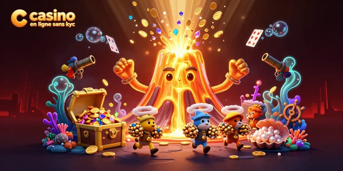 Jouez au casino en ligne sans KYC avec des trésors, volcans d'or et boules bioluminescentes