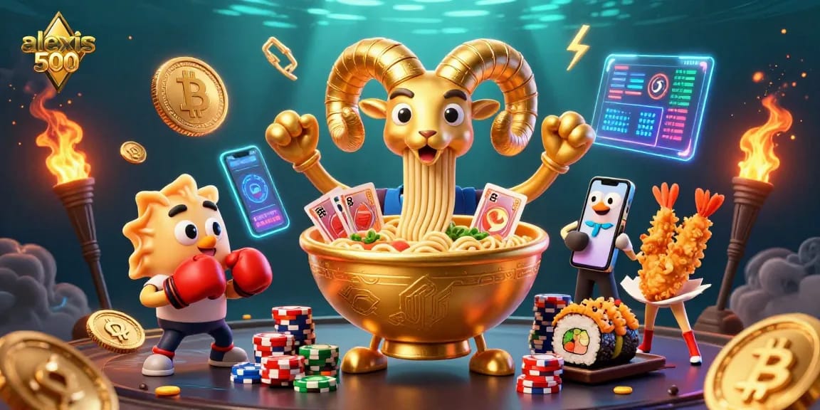 Engage with alexis 500 in a vibrant, dynamic casino world of cards, chips, and crypto elements.