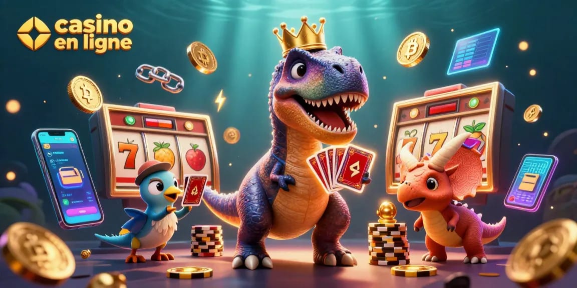 Jouez à un casino en ligne avec des jeux variés, tout en profitant de l'ambiance festive entourée de personnages de style cartoon.