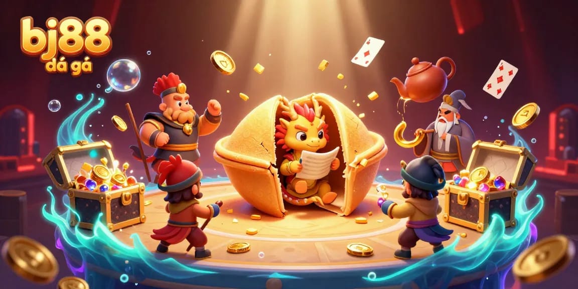 Engage in thrilling bj88 đá gà action with an illustrated battle scene featuring unique characters and elements.