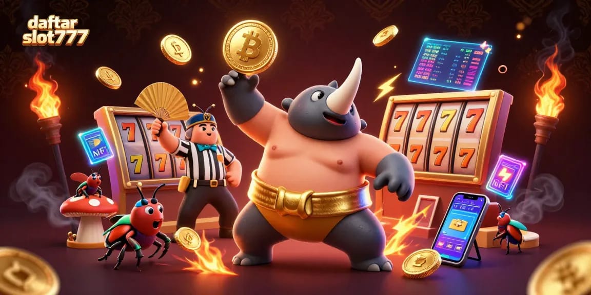 Spin and win at daftar slot777 with exciting slots and glowing cryptocurrency elements.