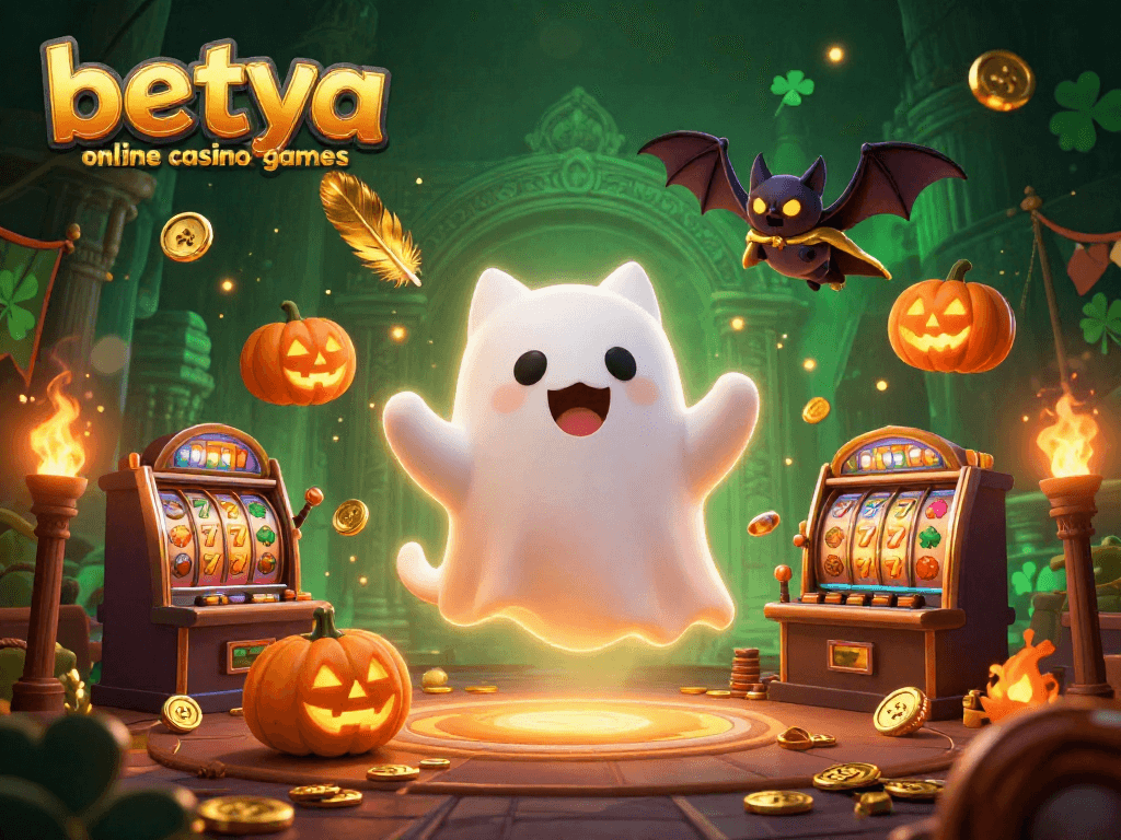 Engage with betya online casino games featuring a ghost cat and dynamic slot elements in a haunted mansion scene.