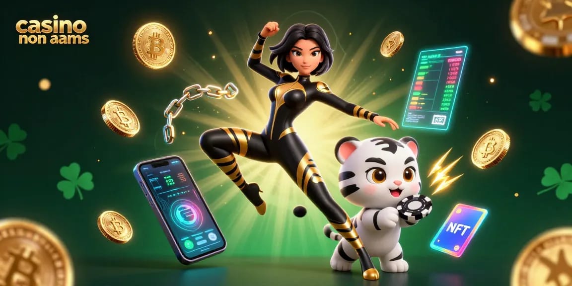 Scena coinvolgente di una donna straordinaria e un cucciolo di tigre tra elementi del casinò che illustrano l'emozione del casino non AAMS.