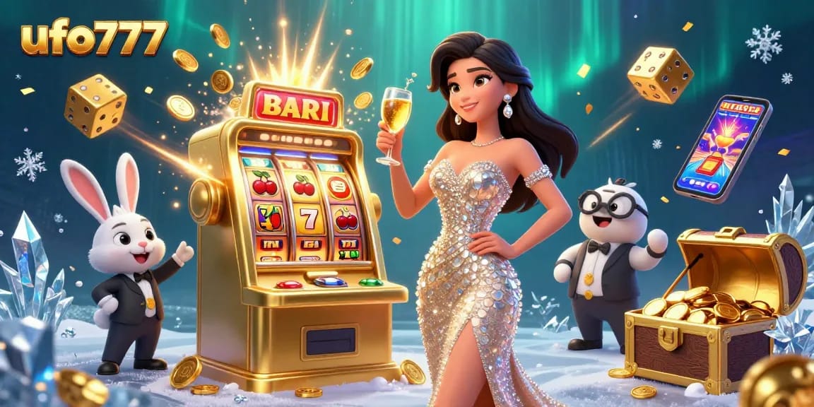 Experience the excitement of ufo777 with a dazzling casino scene featuring a jackpot explosion.