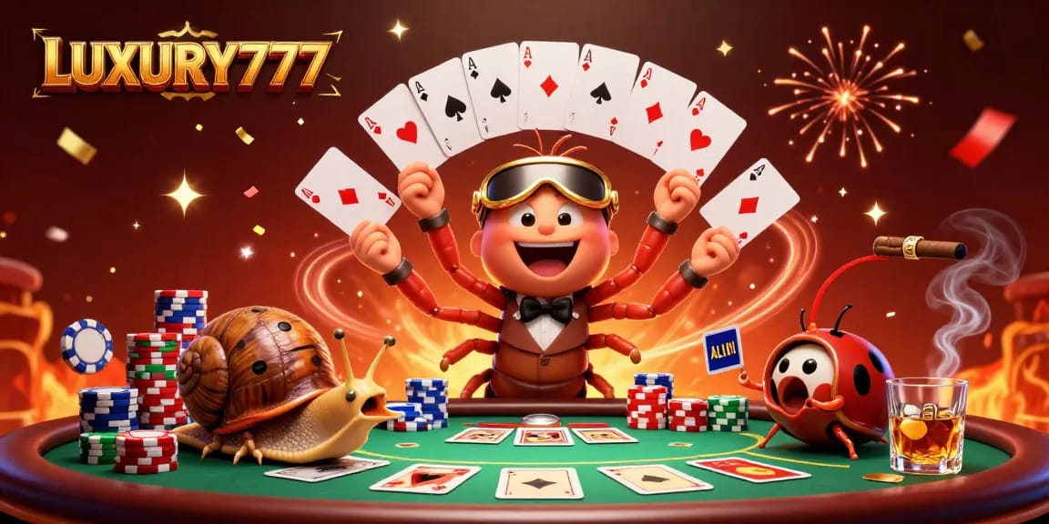 Mengguncang LUXURY777 sambil bermain dengan kekayaan chip poker dan kartu, menghidupkan suasana kasino!