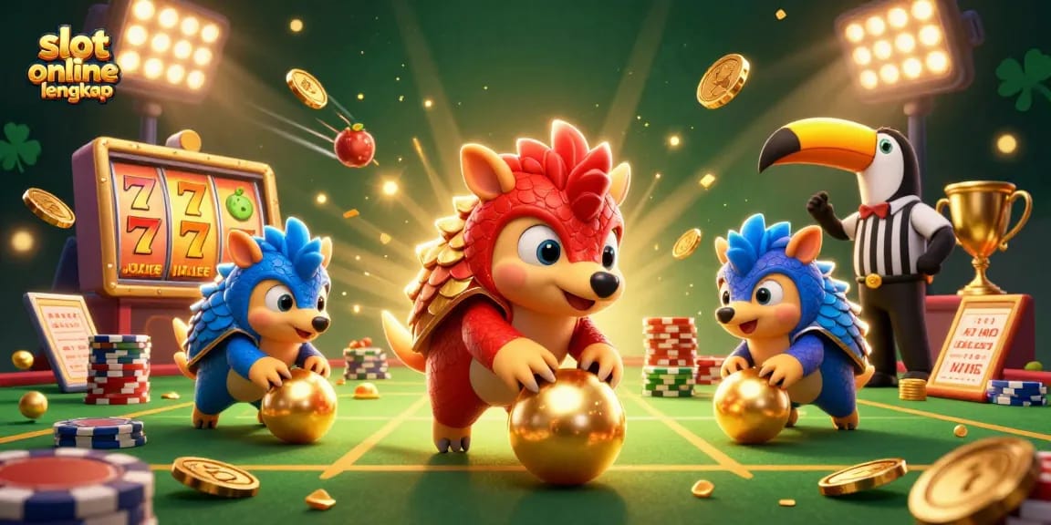 Celebrate gambling fun with slot online lengkap as rival pangolins compete in a vibrant casino scene.