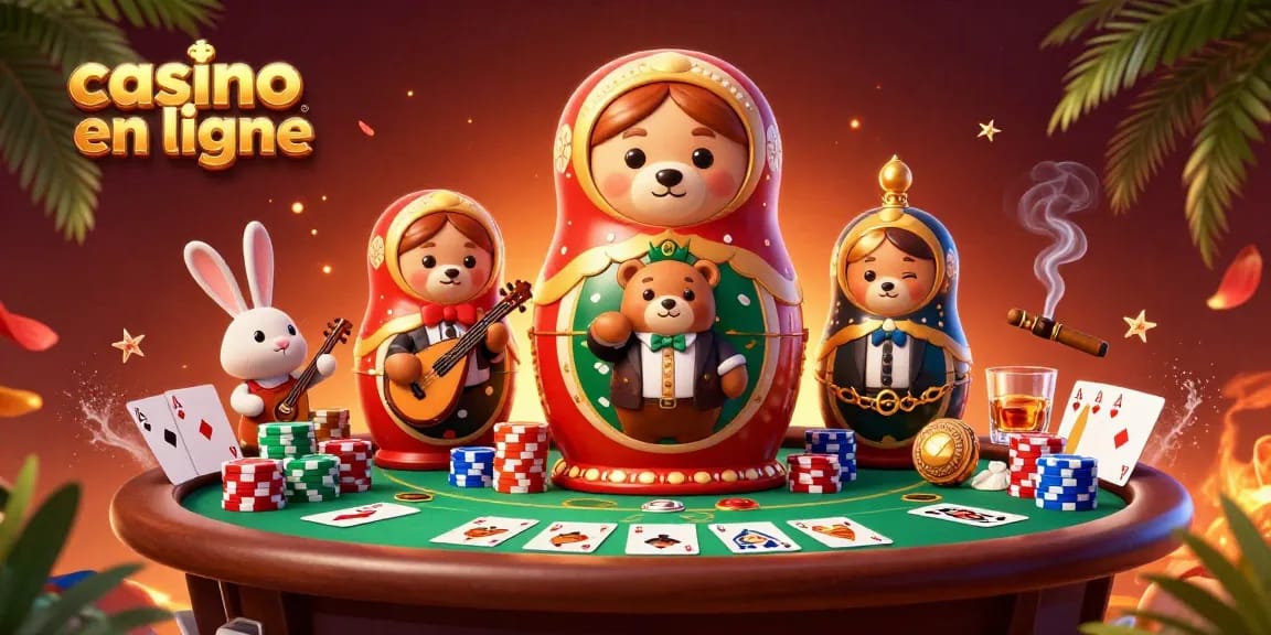 Jouez au casino en ligne avec ces ours Matryoshka féeriques et leurs tenues de croupiers.