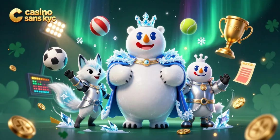 Jouer dans un casino sans KYC avec un ours polaire et un renard personnalisé dans un décor envoûtant.