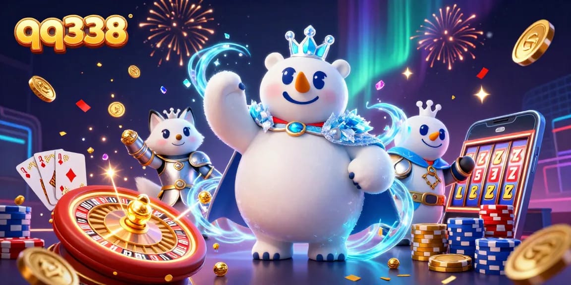 Win with qq338 in an exciting casino scene filled with animated elements and vibrant colors.