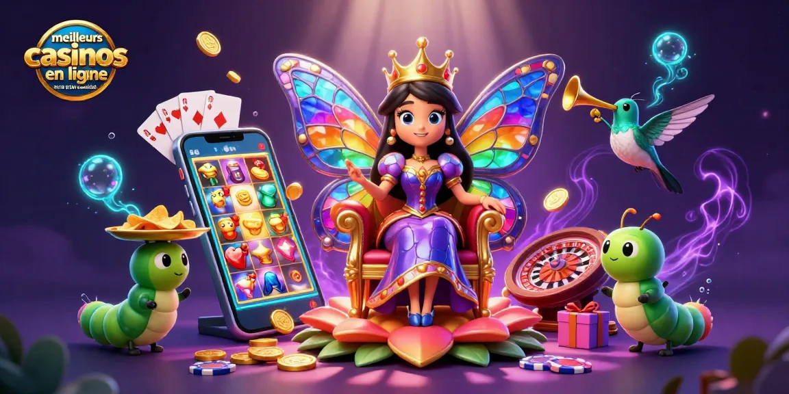 Jouez aux meilleurs casinos en ligne avec retrait immédiat grâce à une illustration de casino unique et colorée.