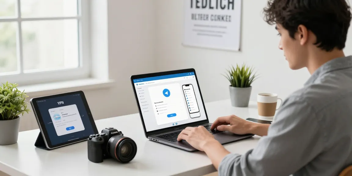 Setting up Telegram in China tutorial on a modern workspace.