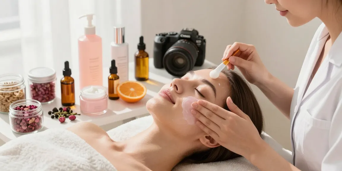 Applying Vitamin Rich Facial Balm in a serene beauty studio setting