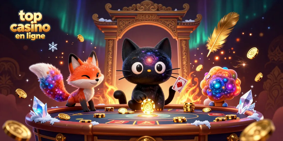 Gagnez au top casino en ligne avec des images captivantes de personnages de casino colorés et d'éléments de jeu vibrants.