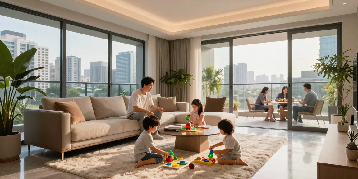Dover Residences showcases a modern family enjoying luxurious living in an elegant condominium.