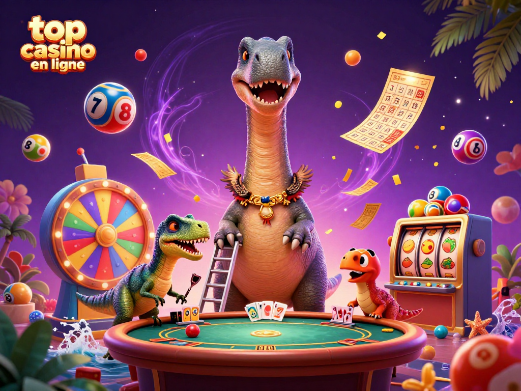 Jouez au top casino en ligne avec des personnages amusants et des éléments de jeu colorés.