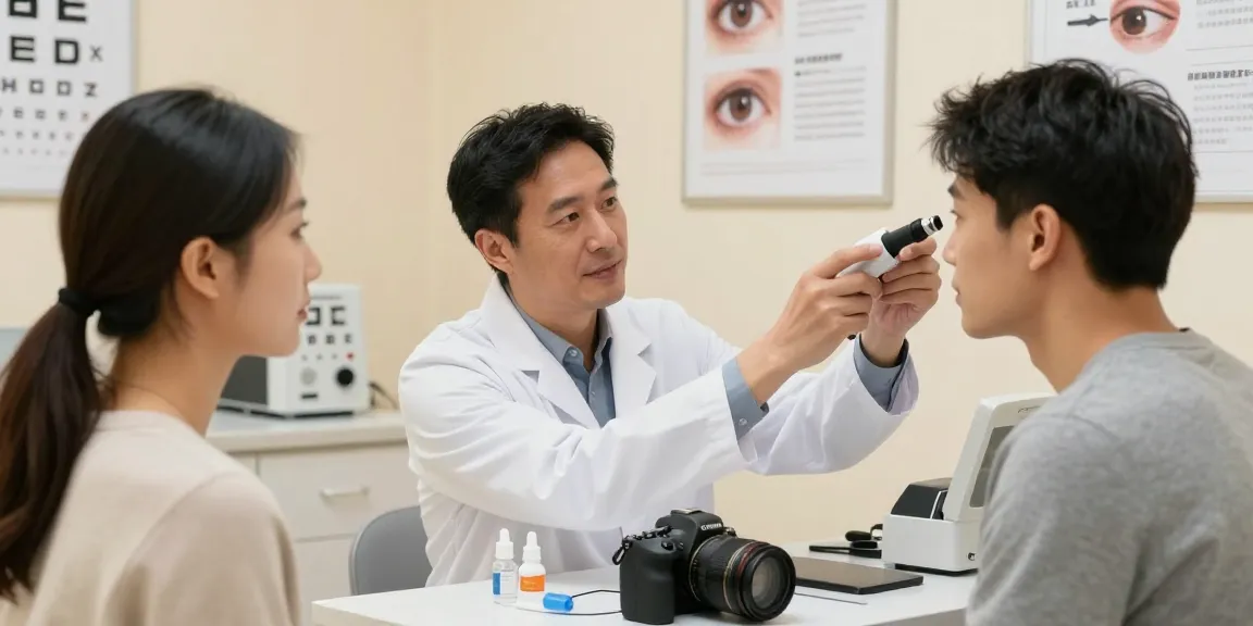 Consultation for Dry Eye Treatment with a professional examining a patient's symptoms.