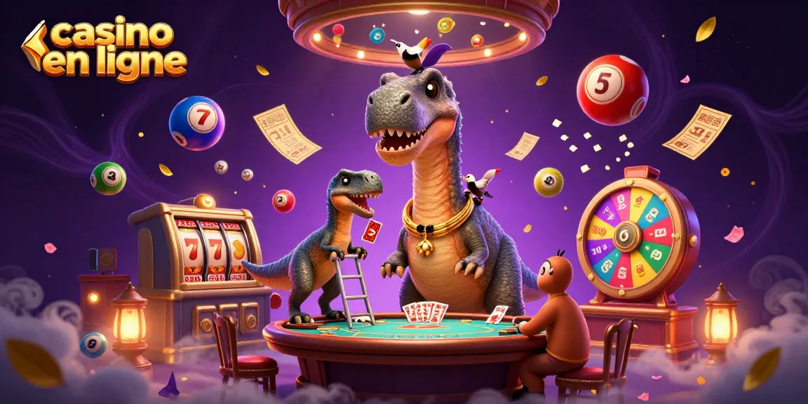 Jouez sur casino en ligne avec un brontosaurus géant et un rapace distribuant des cartes !
