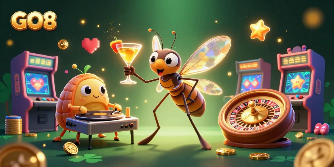 Win big at GO8 with a vibrant casino scene featuring unique characters and engaging game elements.