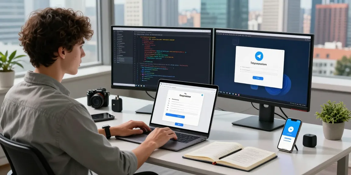 Learn about telegram china register with a modern tech workspace showcasing Telegram's registration process.
