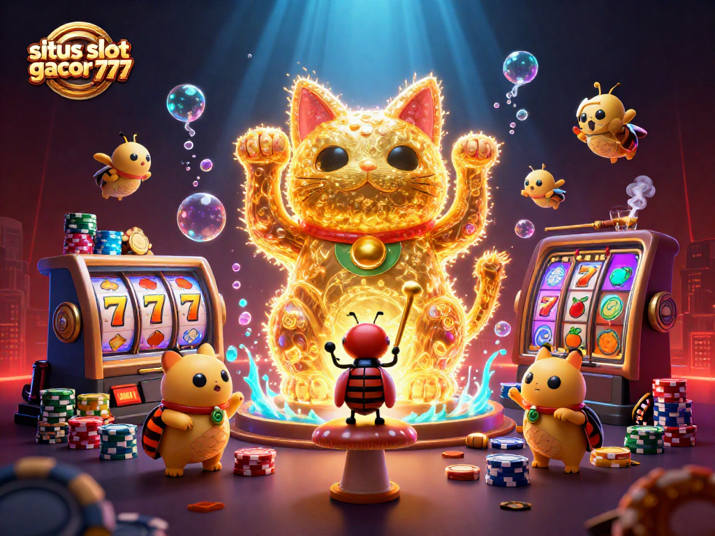 Sites slot gacor 777 showcases exciting slot action with vibrant golden fireflies in an enchanting casino scene.