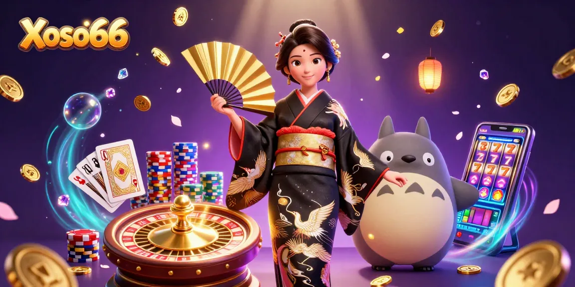 Engage with Xoso66 in a vibrant 3D animated casino atmosphere, showcasing dynamic gaming elements.