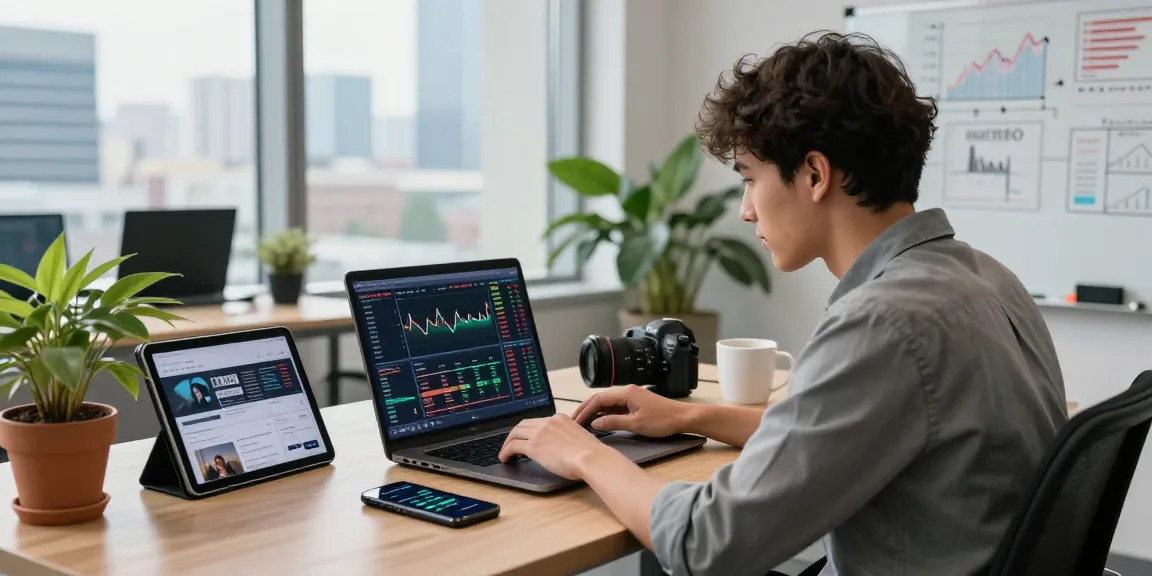 Analyzing cryptocurrency data on a laptop in a modern office for https://crypto-reviews.ru/okx-v-kazahstane/ showcasing trading strategies.