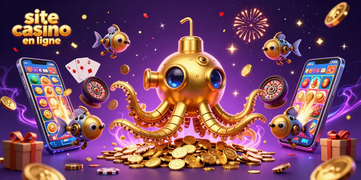 Plongez dans l'univers du site casino en ligne avec des jeux colorés et des pièces d'or.