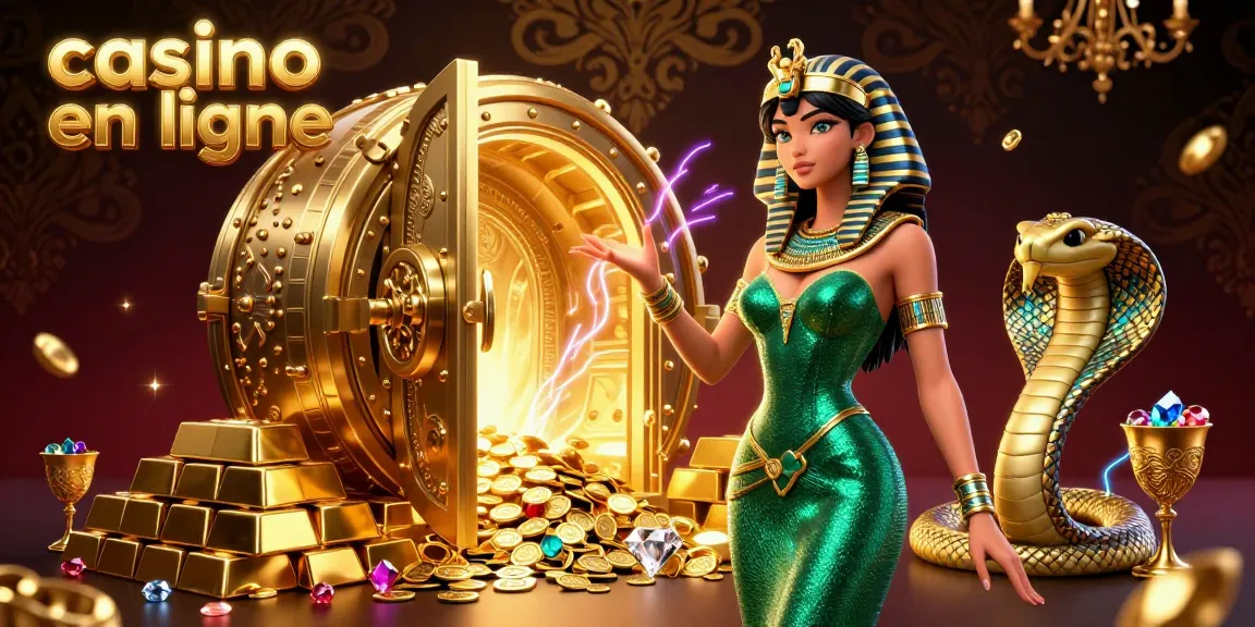 Profitez de la scène époustouflante du casino en ligne avec des trésors et des éléments de jeu vibrants.