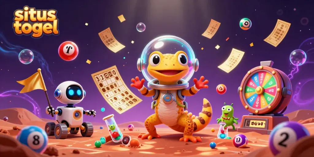 Engage with situs togel as the playful Martian gecko uncovers a golden casino filled with lottery excitement.