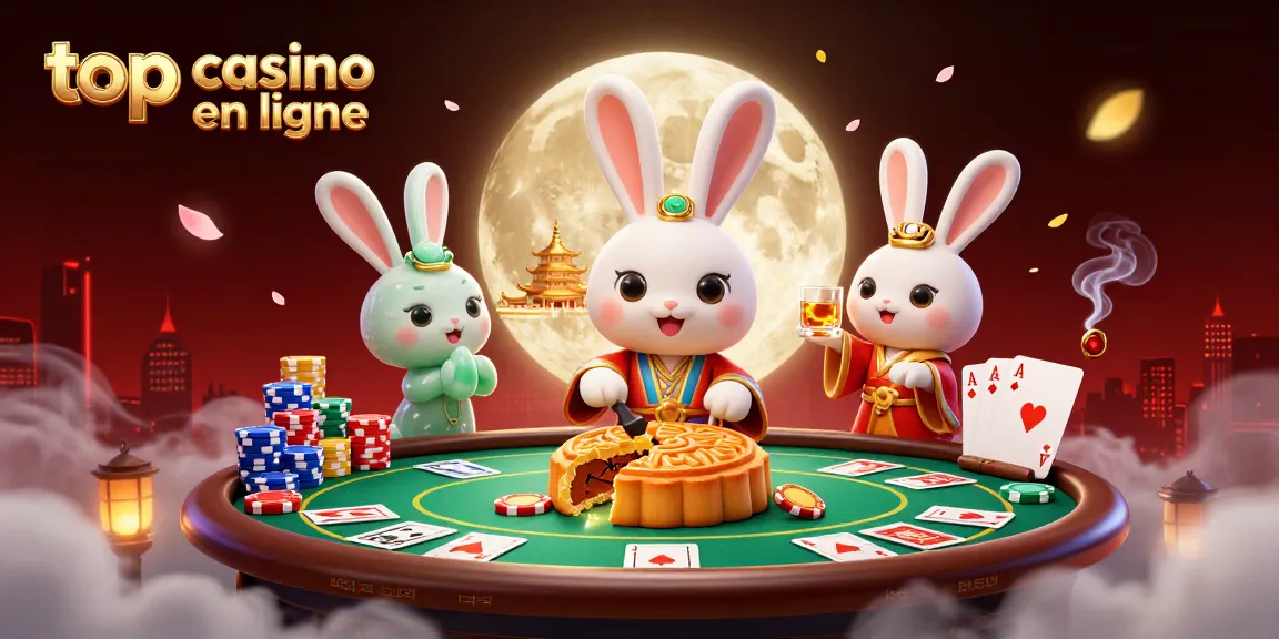 Jouez au meilleur casino en ligne avec des personnages enchanteurs sur la lune, révélant des jetons de poker.
