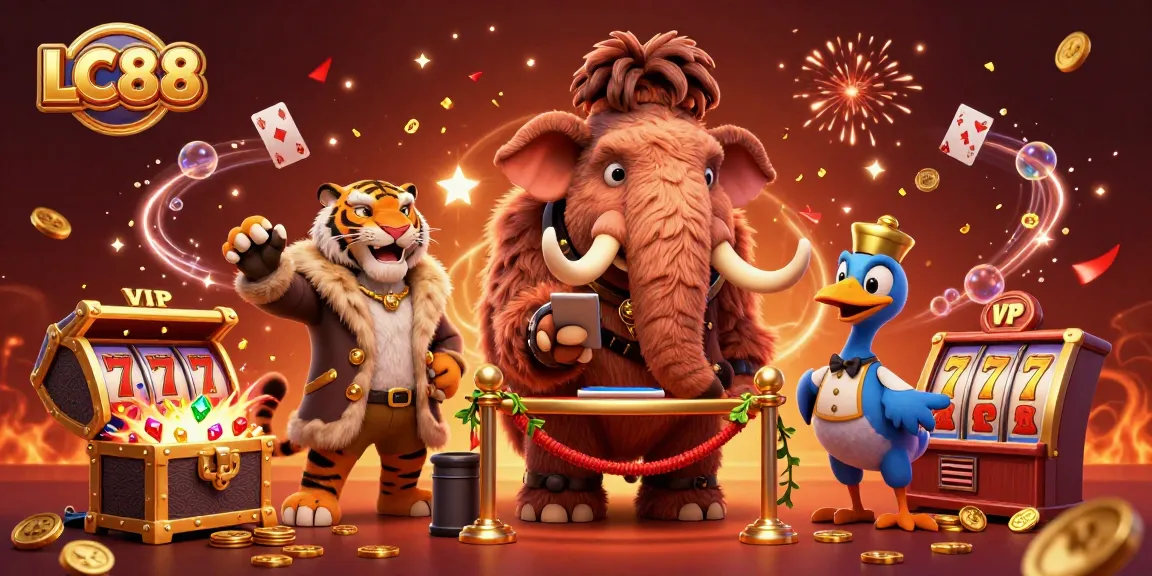 LC88 leads the excitement in online gaming with a vibrant casino scene featuring dynamic characters and elements.