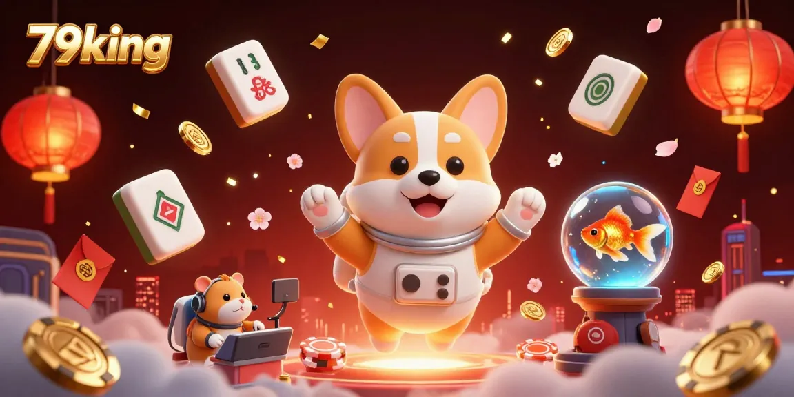 Experience the exciting universe of 79king with a vibrant 3D casino scene featuring playful characters and dynamic gambling elements.