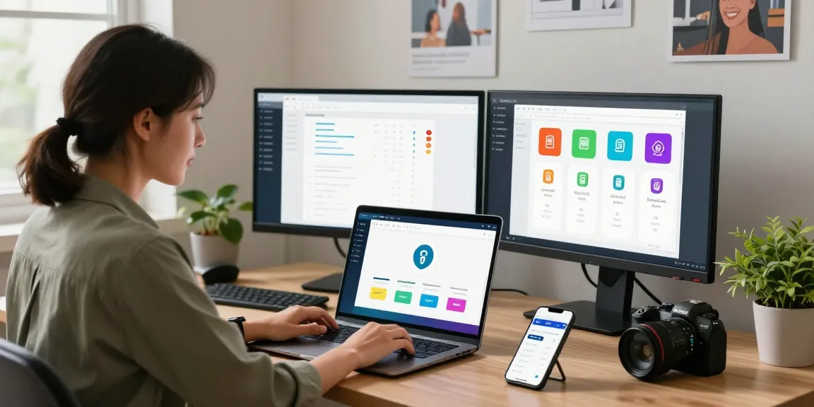 Engaged user checking CC dumps fullz securely on laptop in a bright home office.